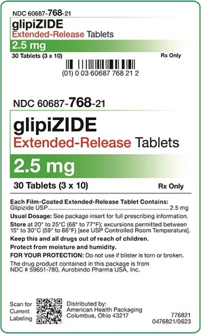2.5 mg Glipizide ER Tablets Carton - 2.5 mg Glipizide ER Tablets Carton